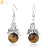 Natural Stone Angel Wing Heart Earrings Minimalist Small Women’s Fashion Jewelry