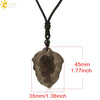 Natural Stone Animal Fox Pendant Necklace With Obsidian Black Agate And Indian Agate Braided Rope Chain Minimalist Zodiac Jewelry