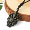 Natural Stone Animal Fox Pendant Necklace With Obsidian Black Agate And Indian Agate Braided Rope Chain Minimalist Zodiac Jewelry