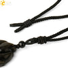 Natural Stone Animal Fox Pendant Necklace With Obsidian Black Agate And Indian Agate Braided Rope Chain Minimalist Zodiac Jewelry
