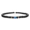 Natural Stone Beaded Bracelet Black Matte Volcanic Stone Round Geometric Handmade Unisex