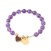 Natural Stone Beaded Bracelet For Women With Crystal Cluster Heart Charm Gold Plated Elastic Fashion Jewelry
