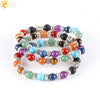Natural Stone Beaded Bracelet With Antique Silver Tone Alloy Accents And Volcanic Rock Style Colorful Beads For Women And Unisex Wear