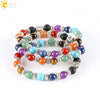 Natural Stone Beaded Bracelet With Antique Silver Tone Alloy Accents And Volcanic Rock Style Colorful Beads For Women And Unisex Wear