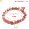 Natural Stone Beaded Bracelet With Heart Pendant Round Beads Elastic Rope Unisex Bracelet