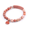 Natural Stone Beaded Bracelet With Heart Pendant Round Beads Elastic Rope Unisex Bracelet