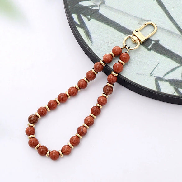 Natural Stone Beaded Mobile Phone Lanyard Hanging Chain Handmade Beaded Pendant