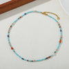 Natural Stone Beaded Necklace Handmade With Blue Pine Lapis Lazuli Red Agate Natural Freshwater Pearls Stainless Steel Geometric Style