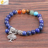 Natural Stone Beaded Tree Of Life Bracelet With Lapis Lazuli And Colorful Crystal Elastic Rope Minimalist Fashion Jewelry For Women