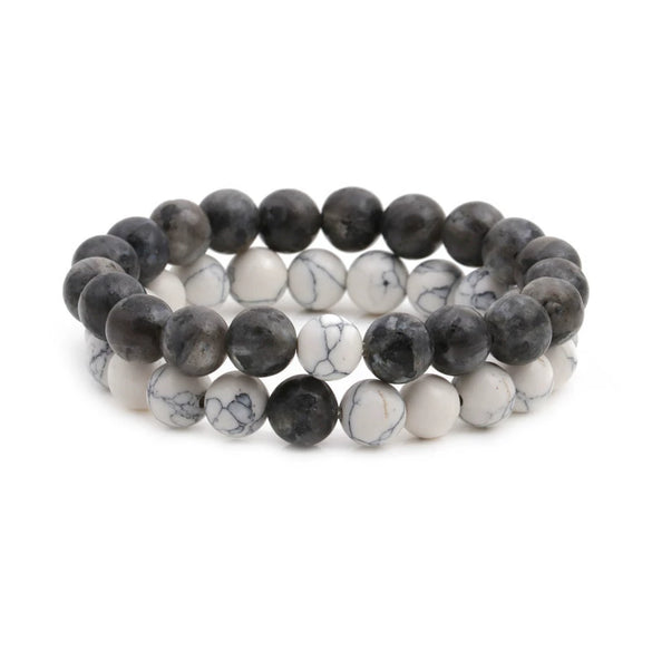 Natural Stone Bracelet Volcanic Tiger Stone White Pine Agate Elastic Thread Beaded Handmade Styling With Letters Numbers Text