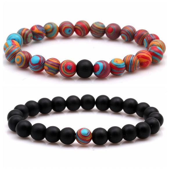 Natural Stone Bracelet Volcanic Tiger Stone White Pine Agate Elastic Thread Beaded Handmade Styling With Letters Numbers Text