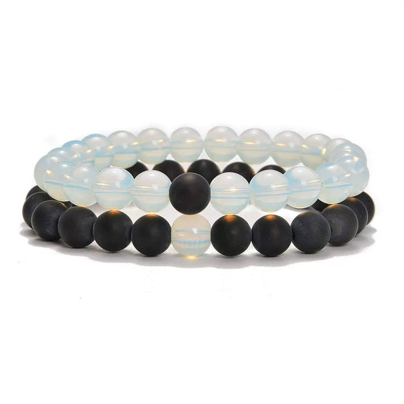 Natural Stone Bracelet Volcanic Tiger Stone White Pine Agate Elastic Thread Beaded Handmade Styling With Letters Numbers Text