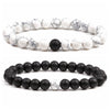 Natural Stone Bracelet Volcanic Tiger Stone White Pine Agate Elastic Thread Beaded Handmade Styling With Letters Numbers Text