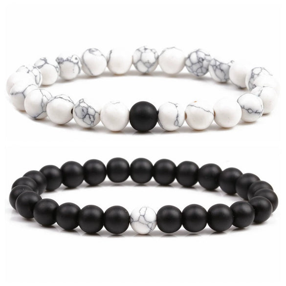 Natural Stone Bracelet Volcanic Tiger Stone White Pine Agate Elastic Thread Beaded Handmade Styling With Letters Numbers Text