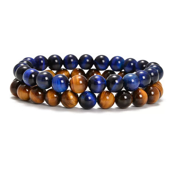 Natural Stone Bracelet Volcanic Tiger Stone White Pine Agate Elastic Thread Beaded Handmade Styling With Letters Numbers Text