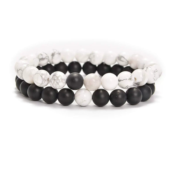 Natural Stone Bracelet Volcanic Tiger Stone White Pine Agate Elastic Thread Beaded Handmade Styling With Letters Numbers Text