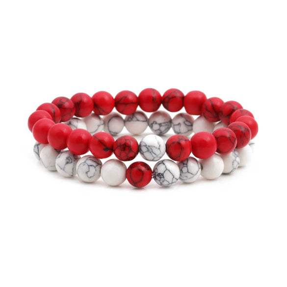 Natural Stone Bracelet Volcanic Tiger Stone White Pine Agate Elastic Thread Beaded Handmade Styling With Letters Numbers Text