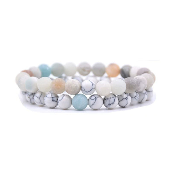 Natural Stone Bracelet Volcanic Tiger Stone White Pine Agate Elastic Thread Beaded Handmade Styling With Letters Numbers Text