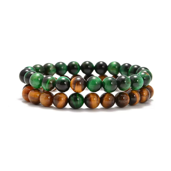 Natural Stone Bracelet Volcanic Tiger Stone White Pine Agate Elastic Thread Beaded Handmade Styling With Letters Numbers Text
