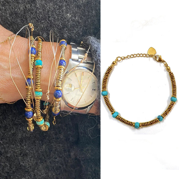 Natural Stone Clavicle Chain Necklace For Women Titanium Steel Mixed Gemstone Inlay Geometric Pattern Vintage Style Electroplating Treatment