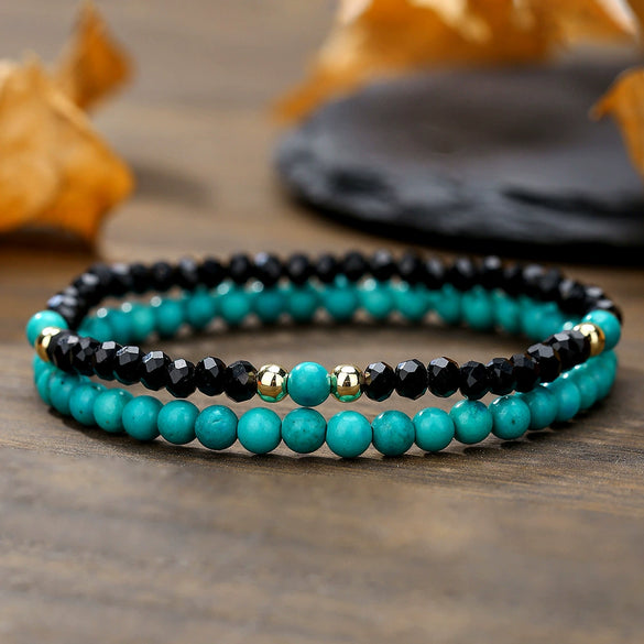 Natural Stone Copper Bead Handmade Unisex Bracelet