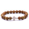 Natural Stone Cross Bracelet Fashion Unisex Beaded Bracelet With White Turquoise And Multicolor Options