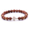 Natural Stone Cross Bracelet Fashion Unisex Beaded Bracelet With White Turquoise And Multicolor Options