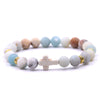 Natural Stone Cross Bracelet Fashion Unisex Beaded Bracelet With White Turquoise And Multicolor Options
