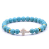 Natural Stone Cross Bracelet Fashion Unisex Beaded Bracelet With White Turquoise And Multicolor Options