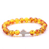 Natural Stone Cross Bracelet Fashion Unisex Beaded Bracelet With White Turquoise And Multicolor Options