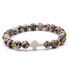 Natural Stone Cross Bracelet Fashion Unisex Beaded Bracelet With White Turquoise And Multicolor Options