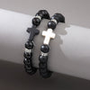 Natural Stone Cross Handwoven Bracelet Retro Vintage Unisex Jewelry
