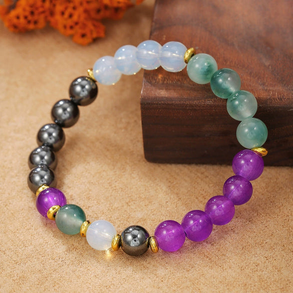 Natural Stone Crystal Bracelet Handmade Round Shape Unisex Tiger Eye Red Agate