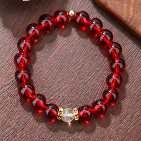 Natural Stone Crystal Bracelet Handmade Round Shape Unisex Tiger Eye Red Agate