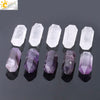 Natural Stone Crystal Column Ornament White Crystal And Amethyst Hexagonal Point Decorative Display Piece
