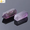 Natural Stone Crystal Column Ornament White Crystal And Amethyst Hexagonal Point Decorative Display Piece