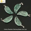 Natural Stone Crystal Pendant Necklace With Hand Cut Green Fluorite Angel Wings On Ball Chain Simple Unisex Fashion Jewelry