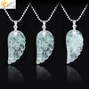 Natural Stone Crystal Pendant Necklace With Hand Cut Green Fluorite Angel Wings On Ball Chain Simple Unisex Fashion Jewelry