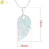 Natural Stone Crystal Pendant Necklace With Hand Cut Green Fluorite Angel Wings On Ball Chain Simple Unisex Fashion Jewelry