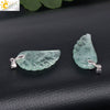 Natural Stone Crystal Pendant Necklace With Hand Cut Green Fluorite Angel Wings On Ball Chain Simple Unisex Fashion Jewelry