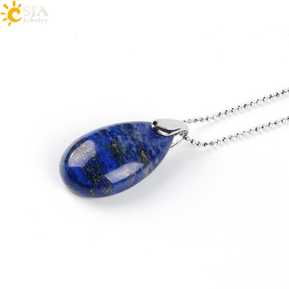 Natural Stone Crystal Teardrop Pendant Necklace With Copper Accessories Ins Style Jewelry Wholesale