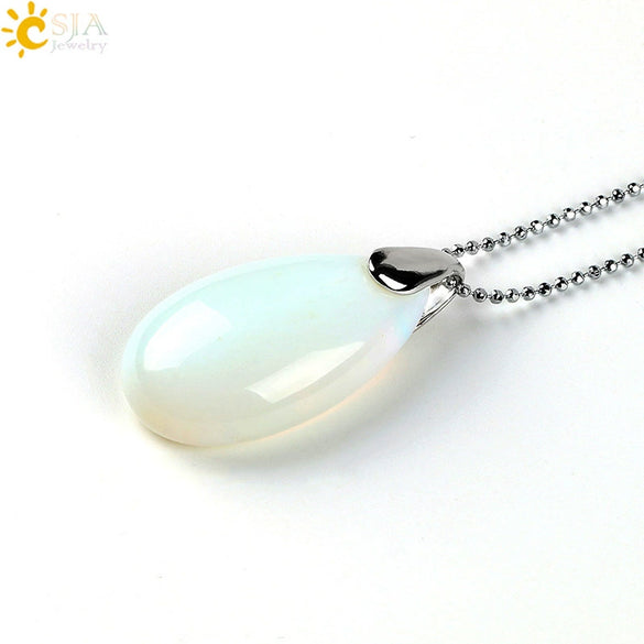 Natural Stone Crystal Teardrop Pendant Necklace With Copper Accessories Ins Style Jewelry Wholesale