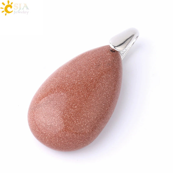 Natural Stone Crystal Teardrop Pendant Necklace With Copper Accessories Ins Style Jewelry Wholesale