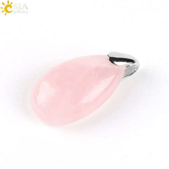 Natural Stone Crystal Teardrop Pendant Necklace With Copper Accessories Ins Style Jewelry Wholesale