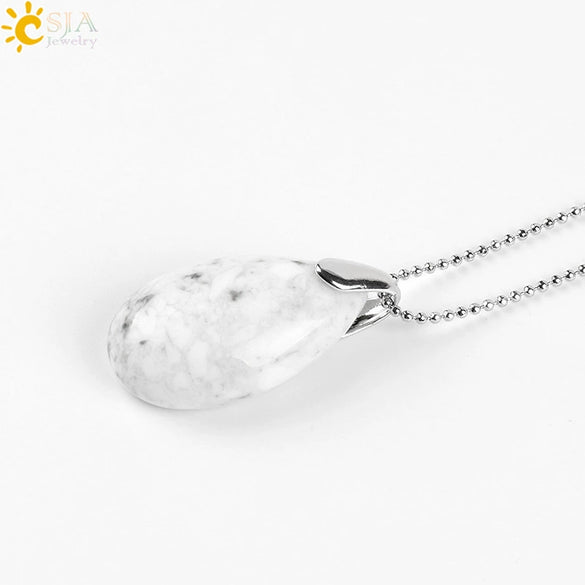 Natural Stone Crystal Teardrop Pendant Necklace With Copper Accessories Ins Style Jewelry Wholesale