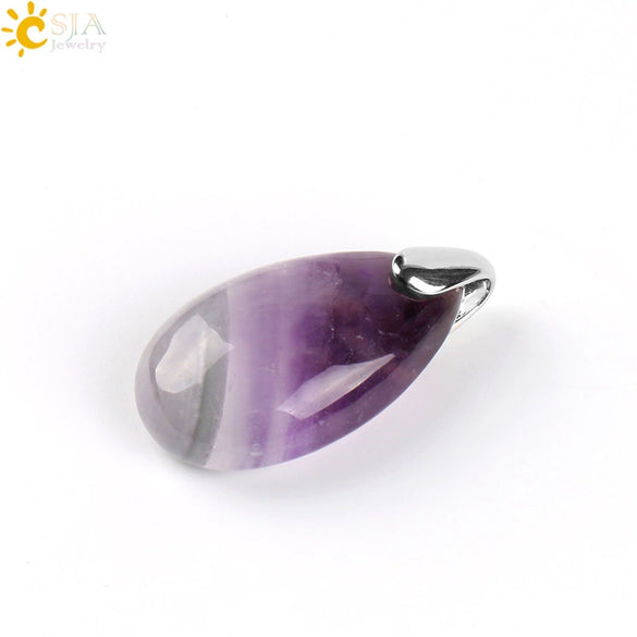 Natural Stone Crystal Teardrop Pendant Necklace With Copper Accessories Ins Style Jewelry Wholesale