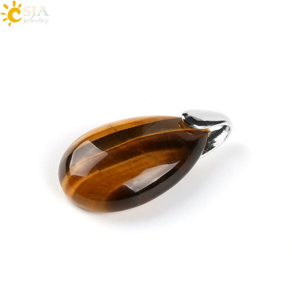 Natural Stone Crystal Teardrop Pendant Necklace With Copper Accessories Ins Style Jewelry Wholesale