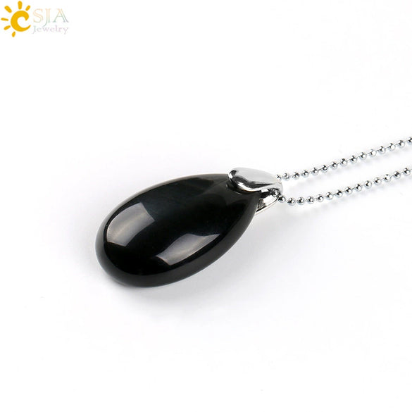 Natural Stone Crystal Teardrop Pendant Necklace With Copper Accessories Ins Style Jewelry Wholesale
