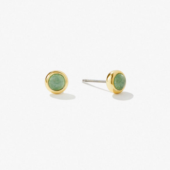 Natural Stone Earrings Copper Geometric Style 24K Real Gold Electroplated