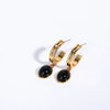 Natural Stone Earrings Copper Geometric Style 24K Real Gold Electroplated